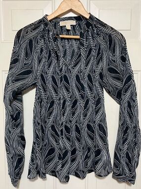 Michael Michael Kors Sheer Abstract Print Blouse Size Small Lightweight Top